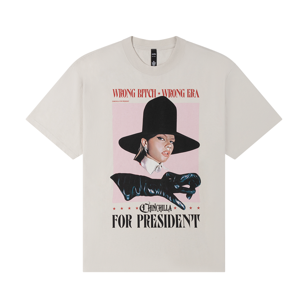 Chinchilla, Chinchilla For President (Bone) T-Shirt Front 